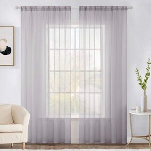 Elegant Sheer Gray Curtains - 2 Panels